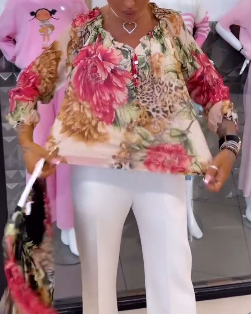 Elsie | Blouse Florale à Col V
