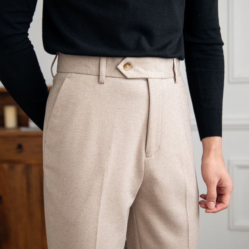 Pantalon droit en feutre de laine Bristol