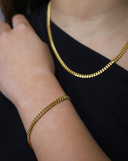 BRACELET CUBANA PROPRE. - 4MM OR