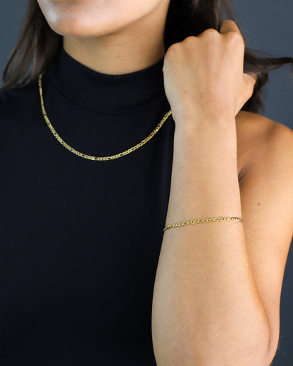 BRACELET FIGARO PROPRE. - 3MM OR