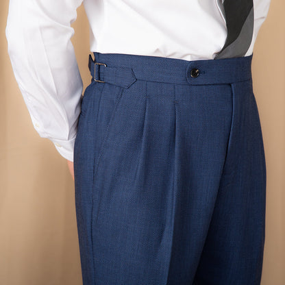 Sorrento Birdseye Textured Double Pleated Trousers
