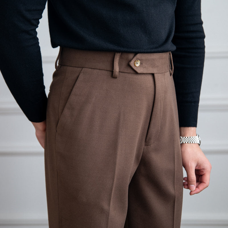 Pantalon droit en feutre de laine Bristol