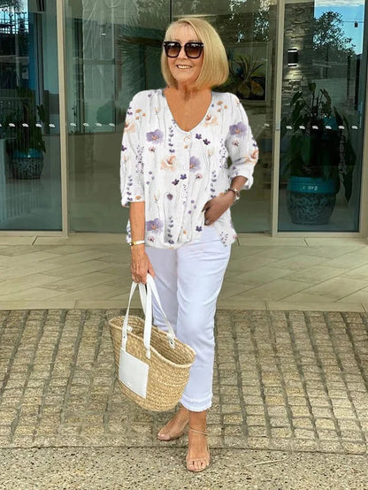 Joanne | Haut tunique à boutons imprimés