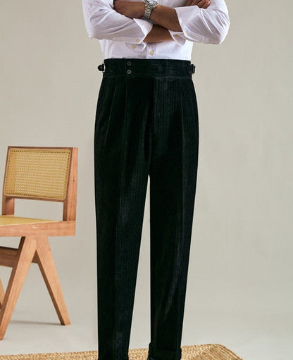 Pantalons Vintage en Velours Côtelé à Double Pli de Brescia