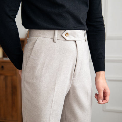 Pantalon droit en feutre de laine Bristol