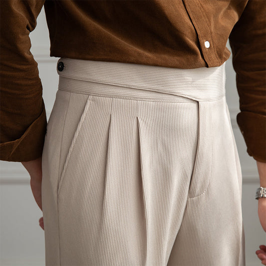 Pantalon Plissé Droit Côtelé Moneglia