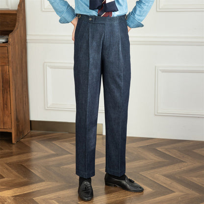 Pantalon en Denim Plissé en Coton Vatican