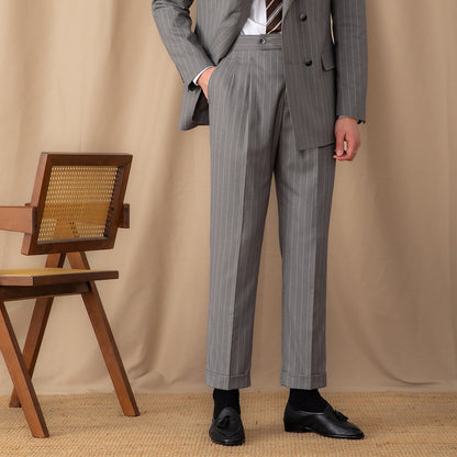Mayfair Pinstripe Banking Double Pleated Trousers