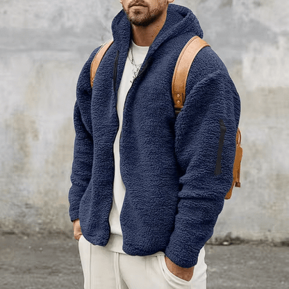 Manteau d'hiver pour hommes avec capuche - veste chaude et décontractée à double face