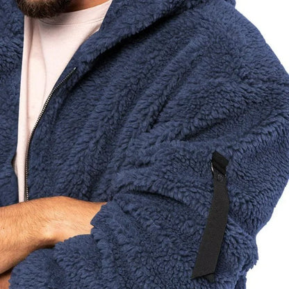 Manteau d'hiver pour hommes avec capuche - veste chaude et décontractée à double face