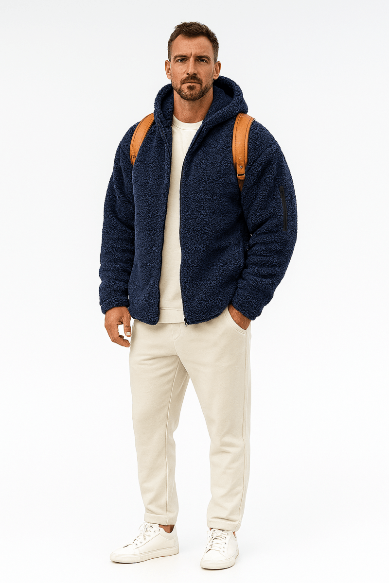 Manteau d'hiver pour hommes avec capuche - veste chaude et décontractée à double face