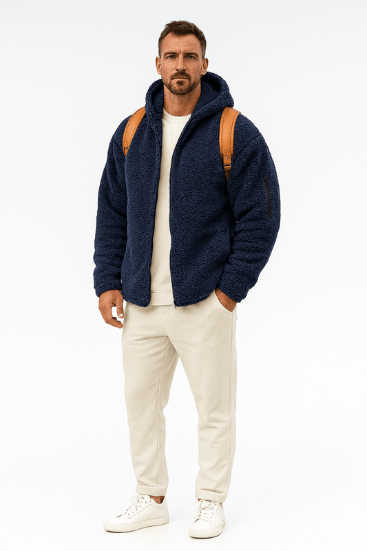 Manteau d'hiver pour hommes avec capuche - veste chaude et décontractée à double face