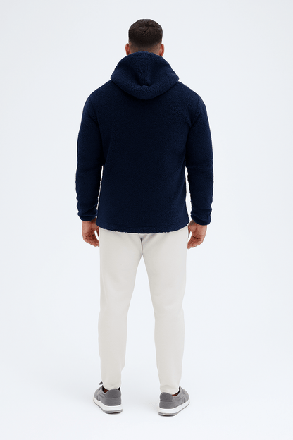 Manteau d'hiver pour hommes avec capuche - veste chaude et décontractée à double face