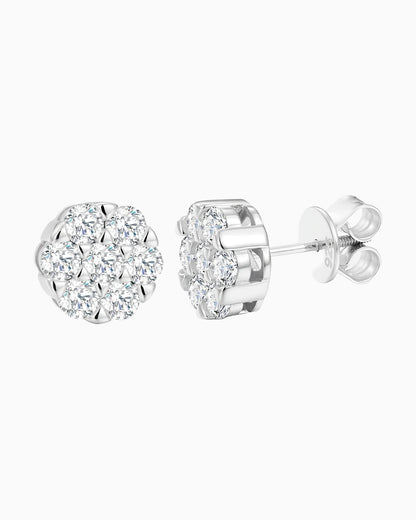 BOUCLES D'OREILLES EN CLUSTER DE MOISSANITE.