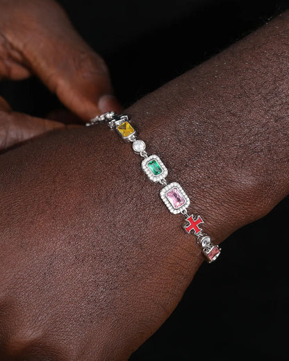 BRACELET CROIX EN MOISSANITE & GEMS.