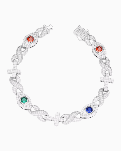 BRACELET YEUX ET CROIX EN MOISSANITE.