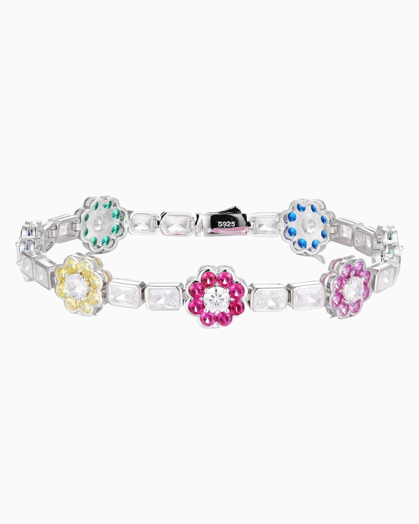BRACELET BAGUETTE FLEUR EN MOISSANITE.