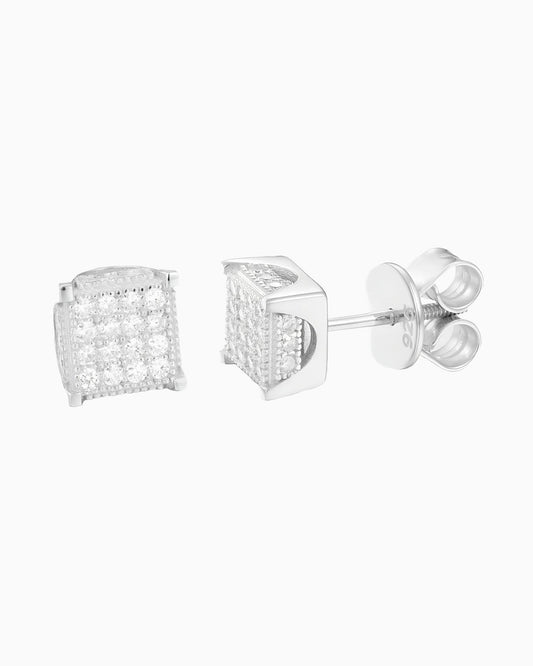 BOUCLES D'OREILLES EN MOISSANITE GLACÉES EN FORME SQUARE.