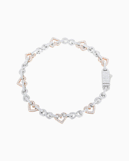 BRACELET COEURS INFINIS EN MOISSANITE.