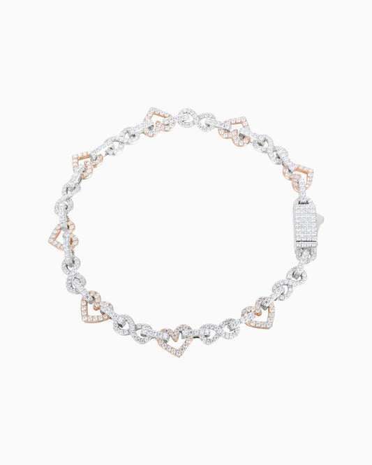 BRACELET COEURS INFINIS EN MOISSANITE.
