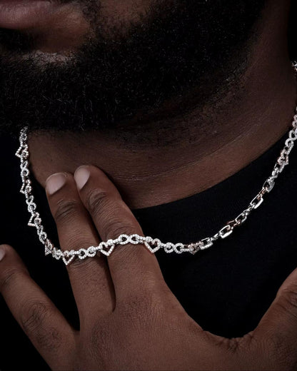 CHAÎNE DE CŒURS INFINIS EN MOISSANITE