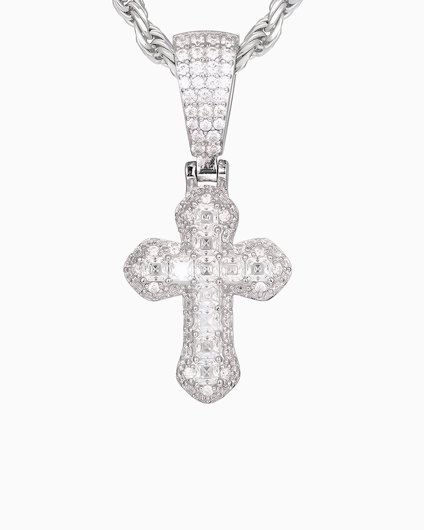 PENDENTIF CROIX LATINE EN MOISSANITE.