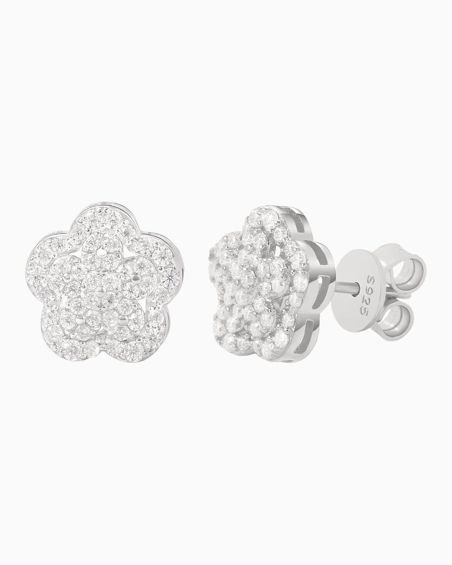 BOUCLES D'OREILLES EN MOISSANITE FLEUR DE LOTUS.