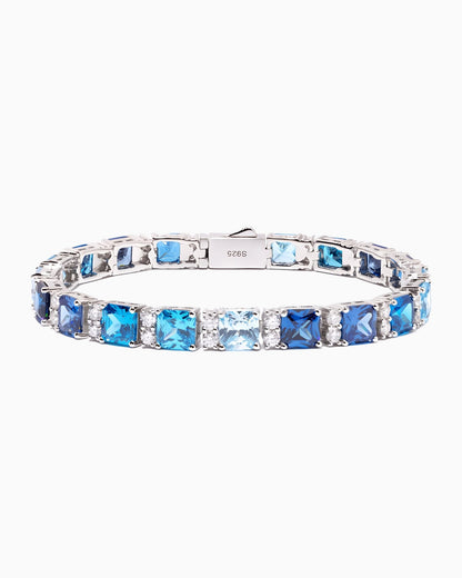 BRACELET EN PIERRES DE MOISSANITE BLEU OCÉAN.