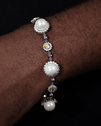 BRACELET EN PERLES DE MOISSANITE ET SOLEIL.