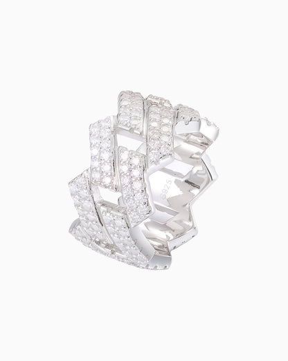 BAGUE CUBIQUE EN MOISSANITE AVEC PATTES.