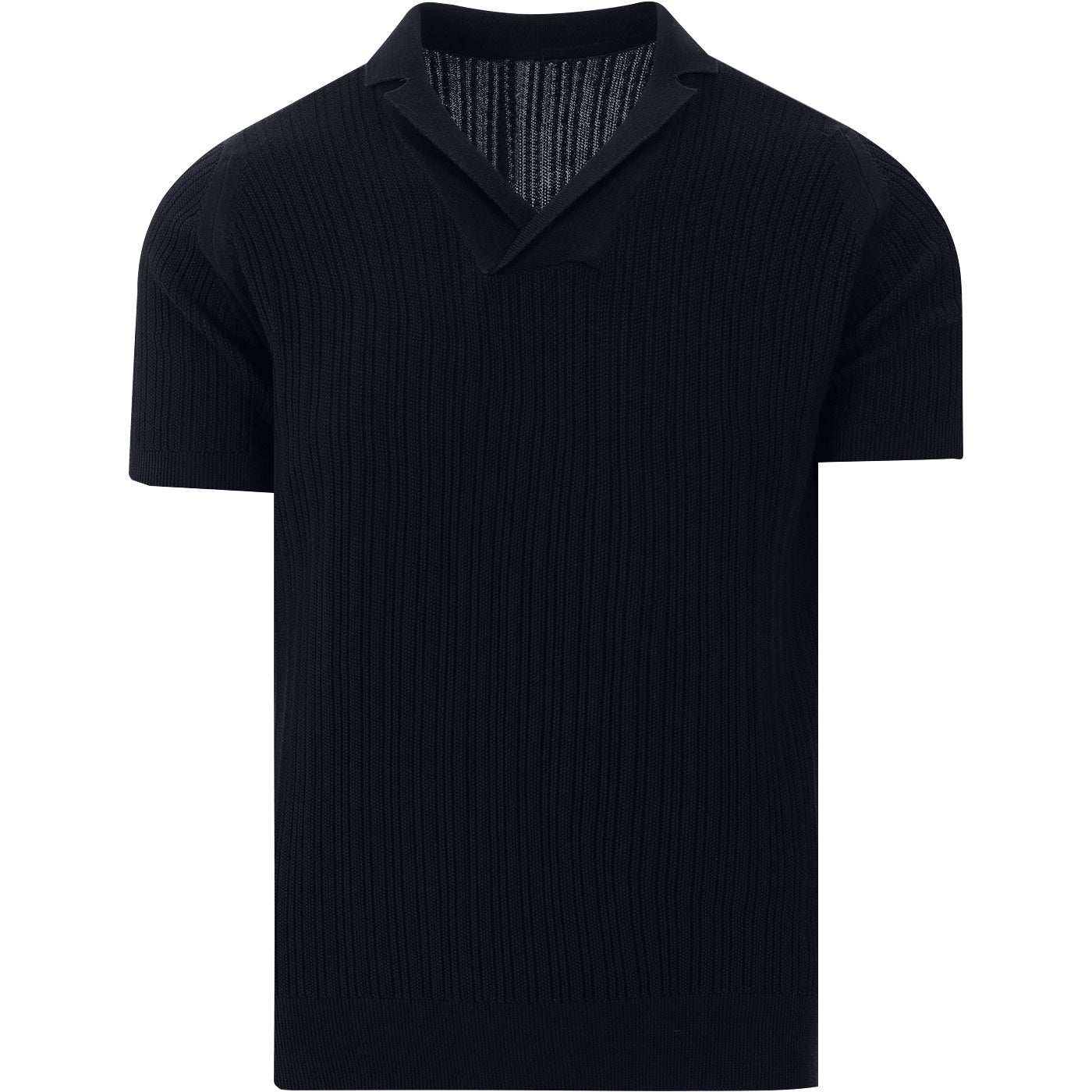 Polo en Maille Côtelée Noir pour Hommes des Années 60 – Chemise Rétro Minimaliste