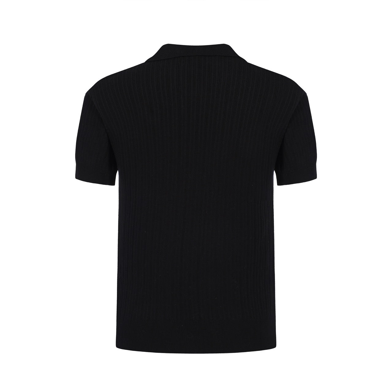 Polo en Maille Côtelée Noir pour Hommes des Années 60 – Chemise Rétro Minimaliste