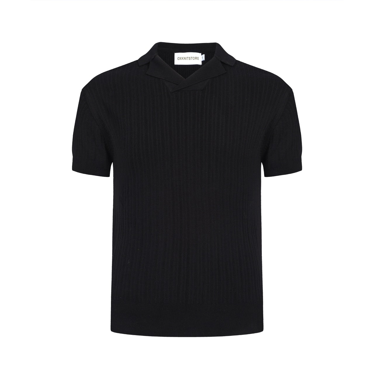 Polo en Maille Côtelée Noir pour Hommes des Années 60 – Chemise Rétro Minimaliste