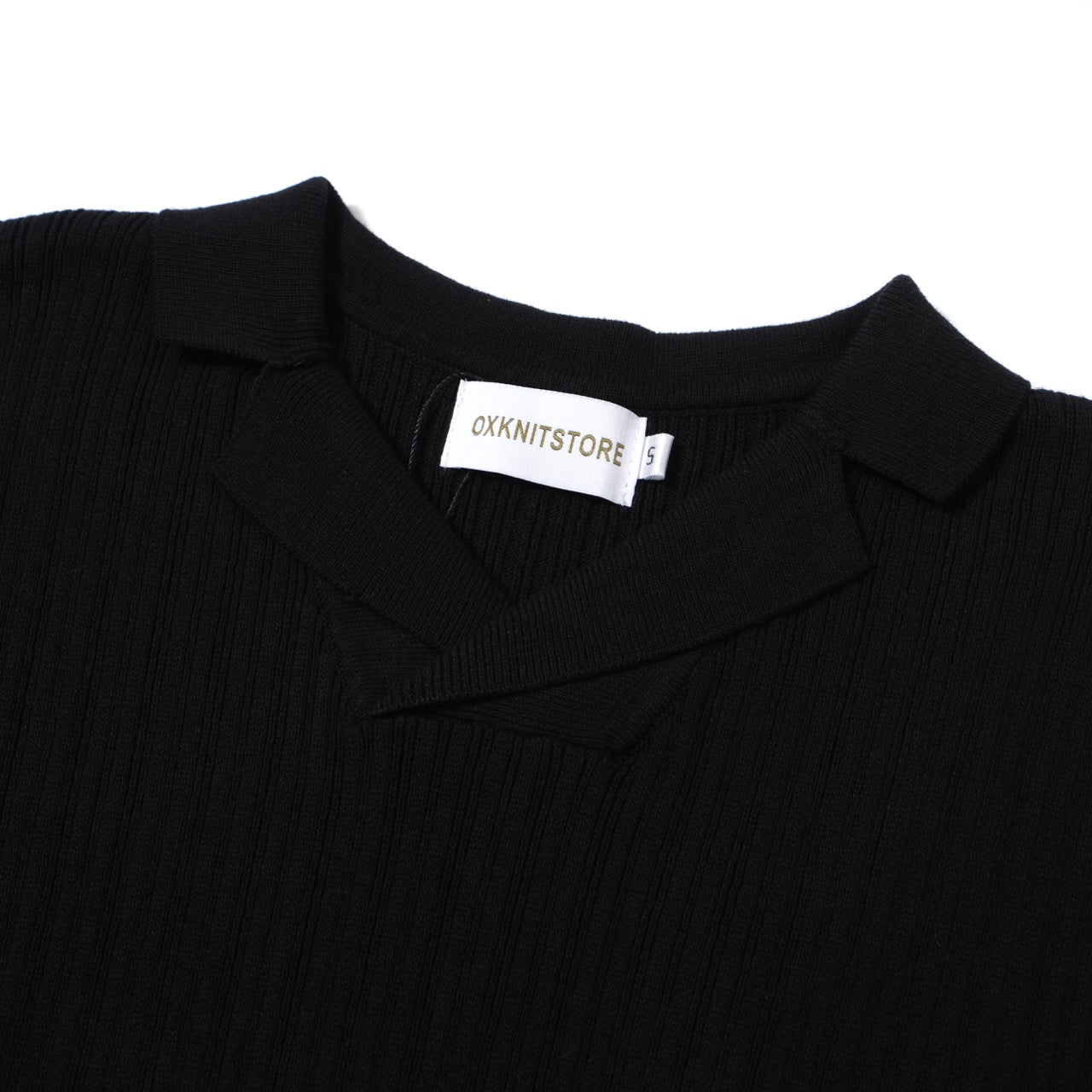 Polo en Maille Côtelée Noir pour Hommes des Années 60 – Chemise Rétro Minimaliste