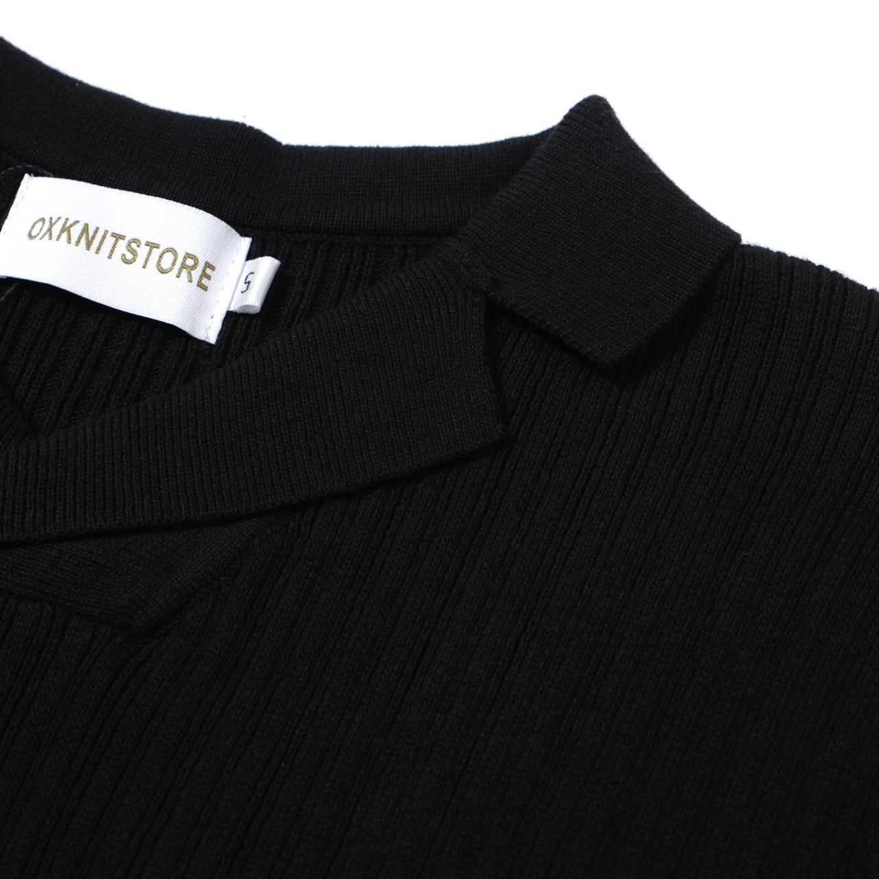 Polo en Maille Côtelée Noir pour Hommes des Années 60 – Chemise Rétro Minimaliste