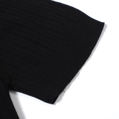 Polo en Maille Côtelée Noir pour Hommes des Années 60 – Chemise Rétro Minimaliste