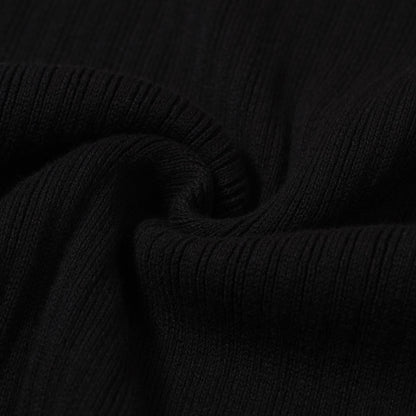 Polo en Maille Côtelée Noir pour Hommes des Années 60 – Chemise Rétro Minimaliste
