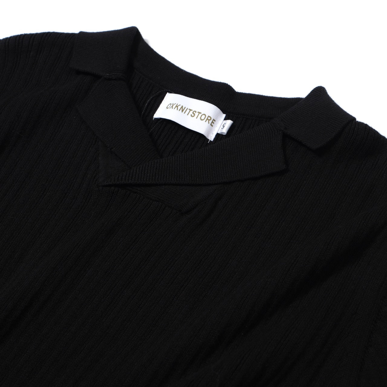 Polo en Maille Côtelée Noir pour Hommes des Années 60 – Chemise Rétro Minimaliste