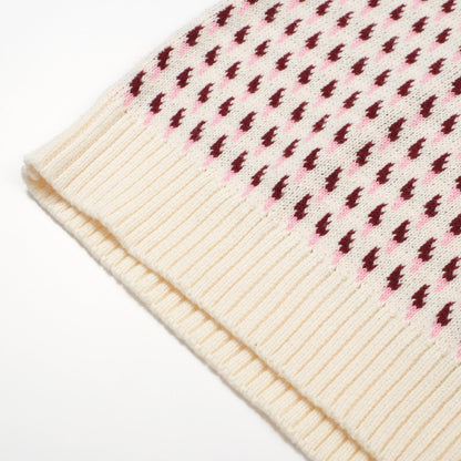 Polo en Tricot Crème pour Hommes des Années 60 – Motif Micro Bourgogne Style Rétro