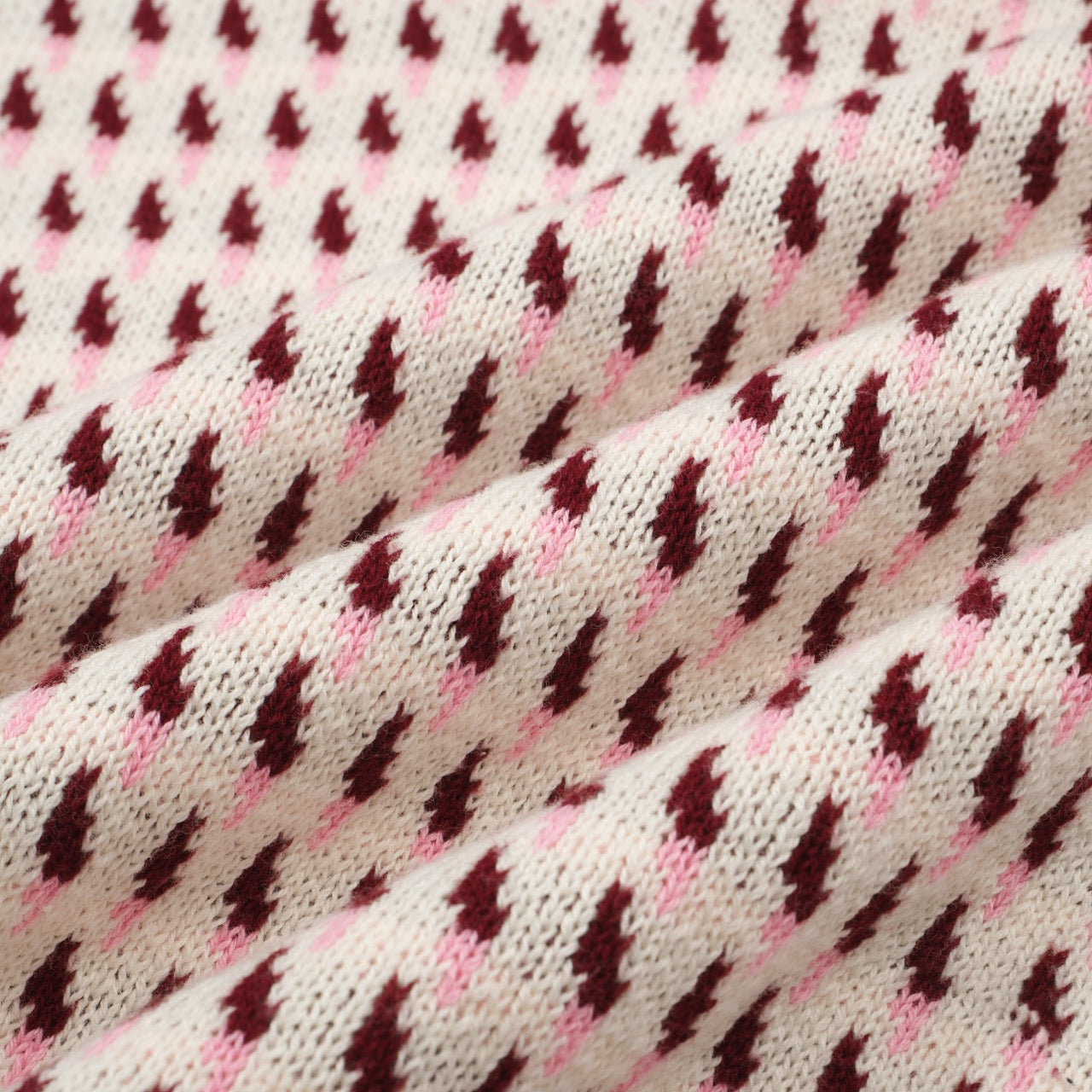 Polo en Tricot Crème pour Hommes des Années 60 – Motif Micro Bourgogne Style Rétro