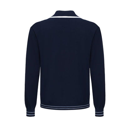 Veste Mod zippée pour hommes des années 60 – Marine avec bord blanc