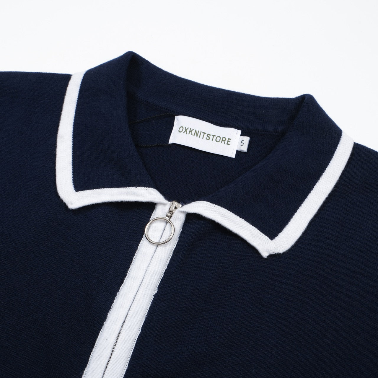 Veste Mod zippée pour hommes des années 60 – Marine avec bord blanc