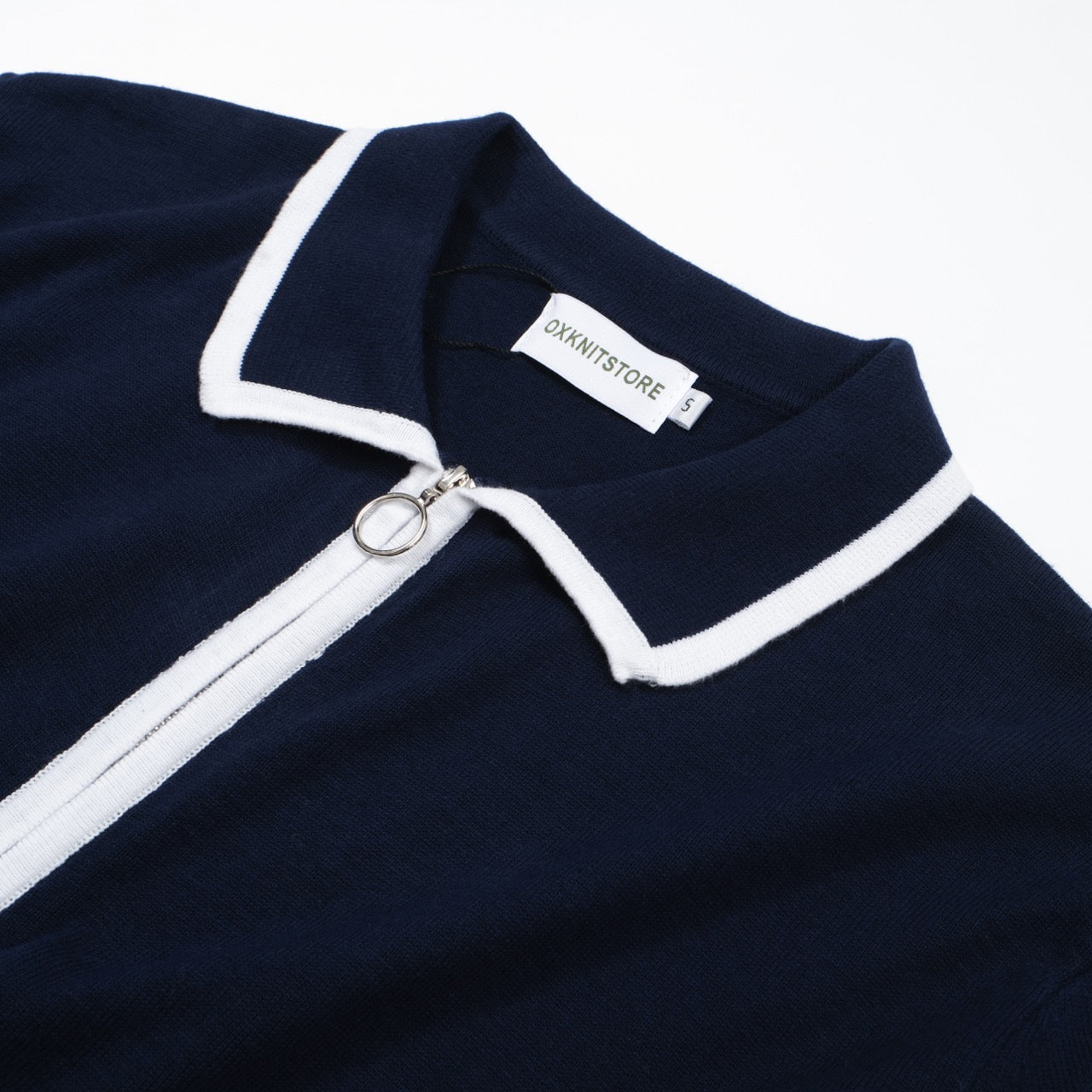 Veste Mod zippée pour hommes des années 60 – Marine avec bord blanc