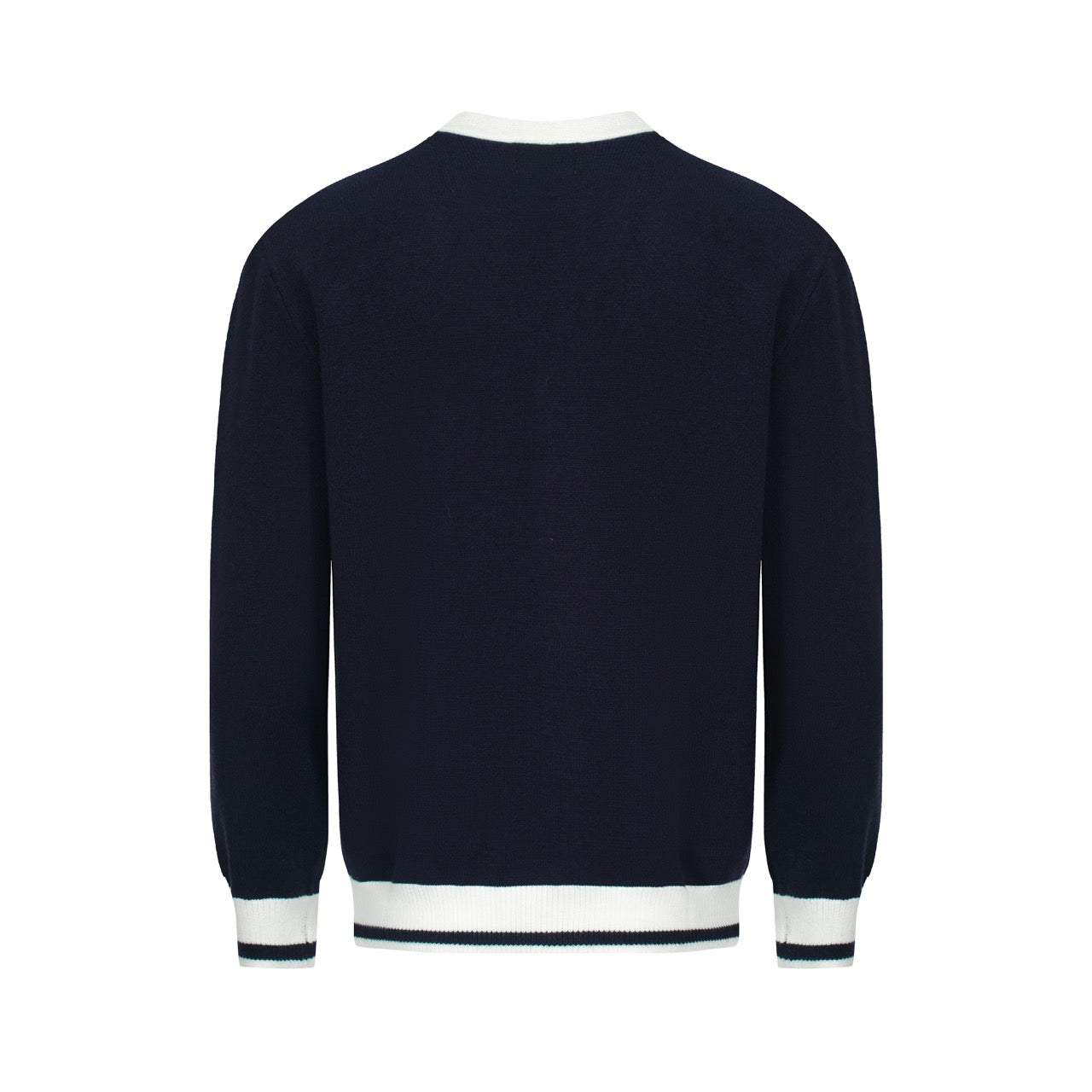 Cardigan Vintage pour Hommes – Tricot avec Détails Contrastés et Col en V Profond