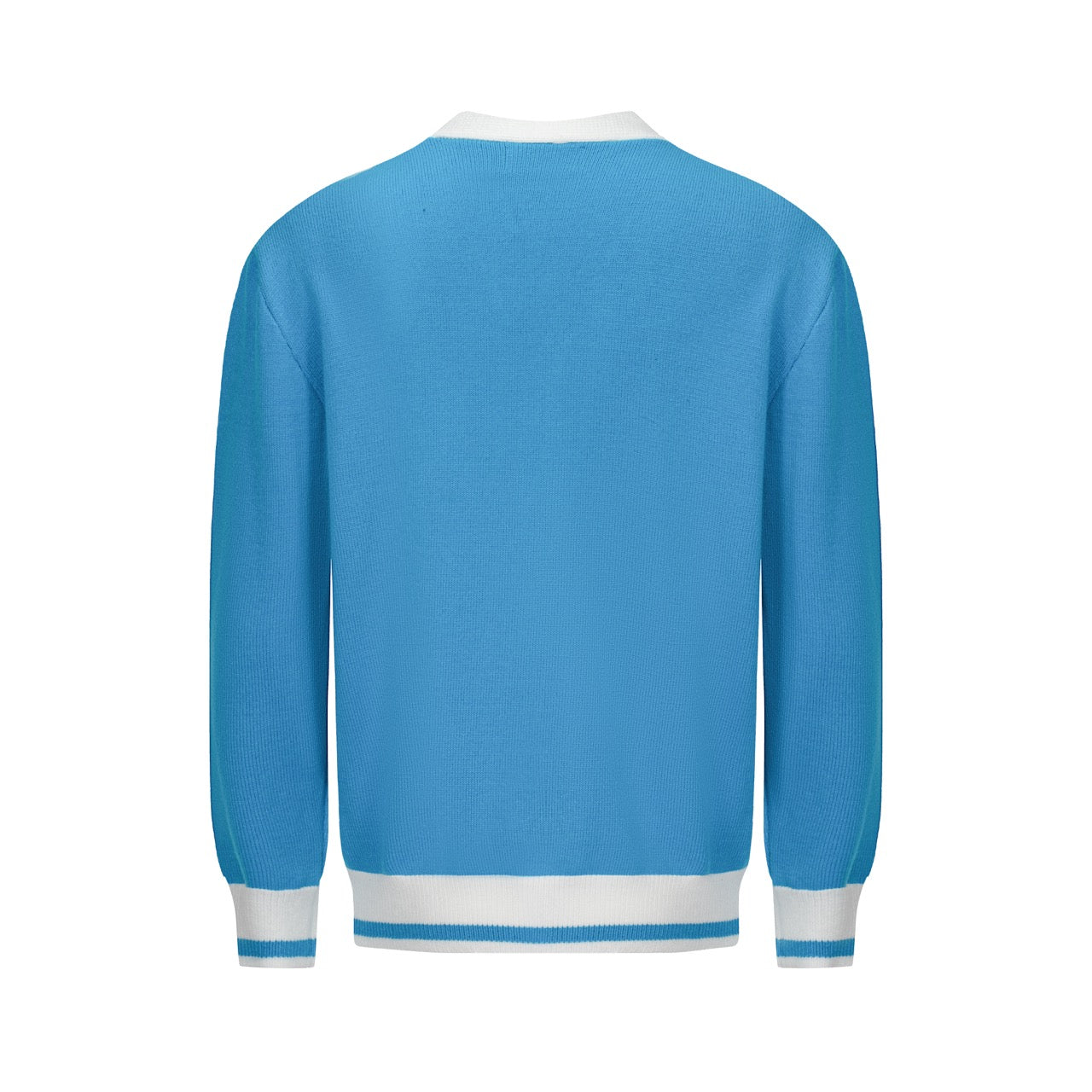 Cardigan Vintage à Rayures Arc-en-Ciel pour Hommes – Tricot Retro Col V en Bleu Ciel