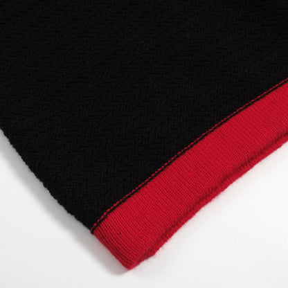 Polo Tricot Noir Rétro des Années 70 pour Hommes – Chemise Rouge à Col V
