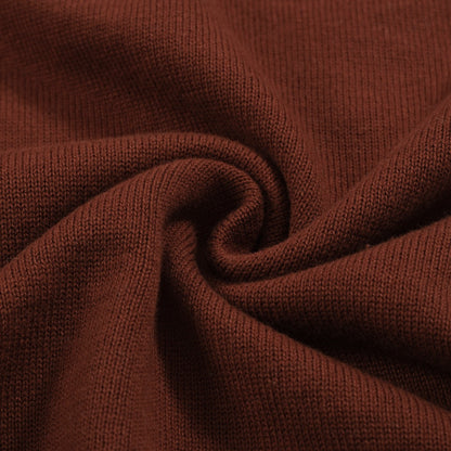 Polo Tricoté Retro Marron pour Homme des Années 70 – Col V Rayé Couleur Coucher de Soleil