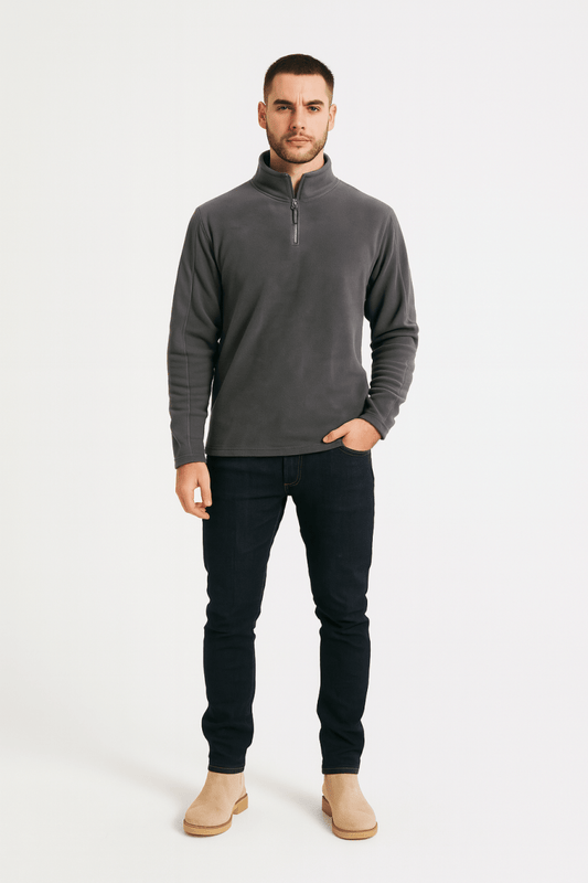 Pull demi-zippé à la mode pour l'hiver - Pull décontracté pour hommes