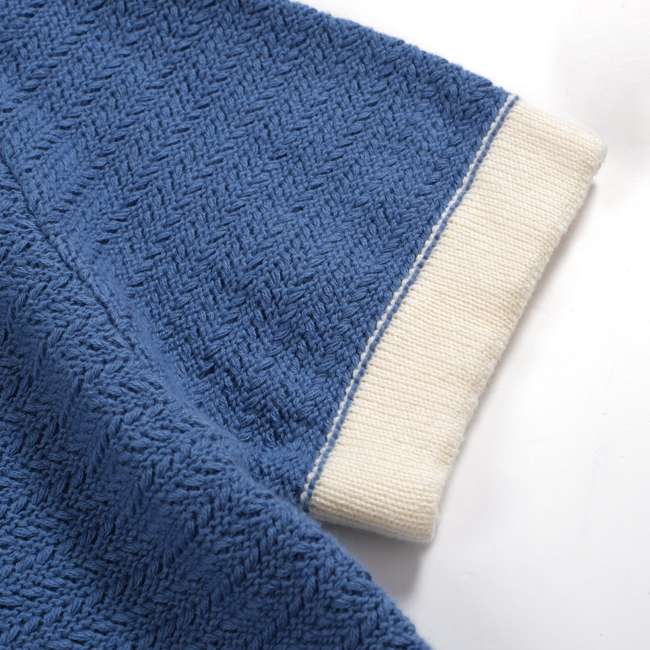 Polo en Tricot pour Hommes des Années 70 – Col Large Rétro à Manches Courtes en Bleu Marine