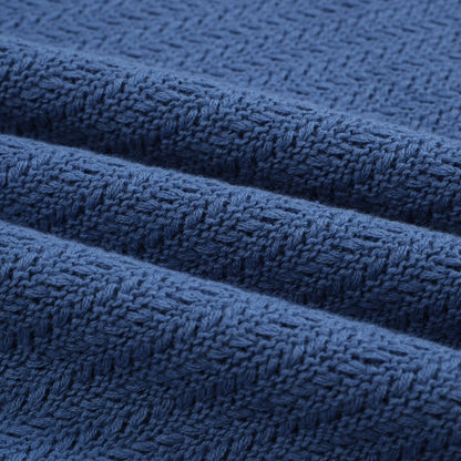 Polo en Tricot pour Hommes des Années 70 – Col Large Rétro à Manches Courtes en Bleu Marine